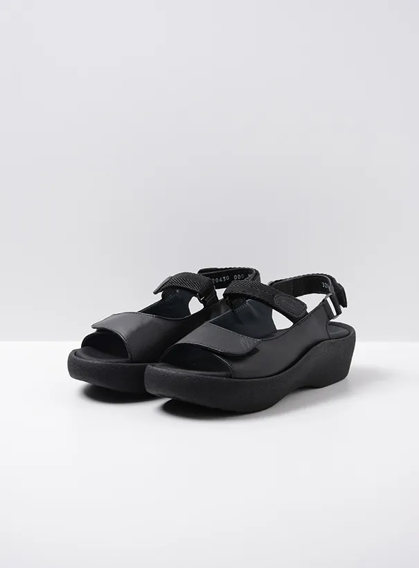 Wolky Jewel - black leather Sandals for women