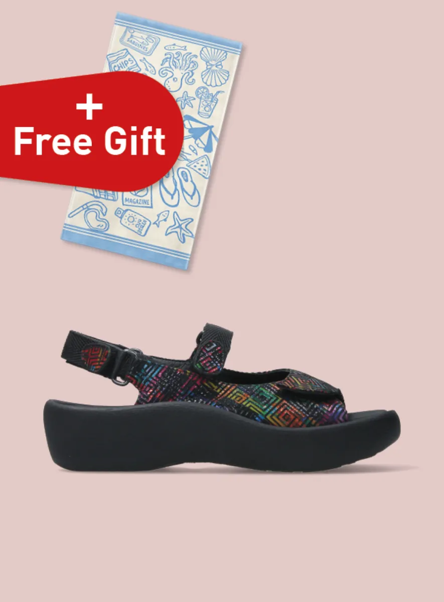 Wolky Jewel - black multi leather Sandals for women
