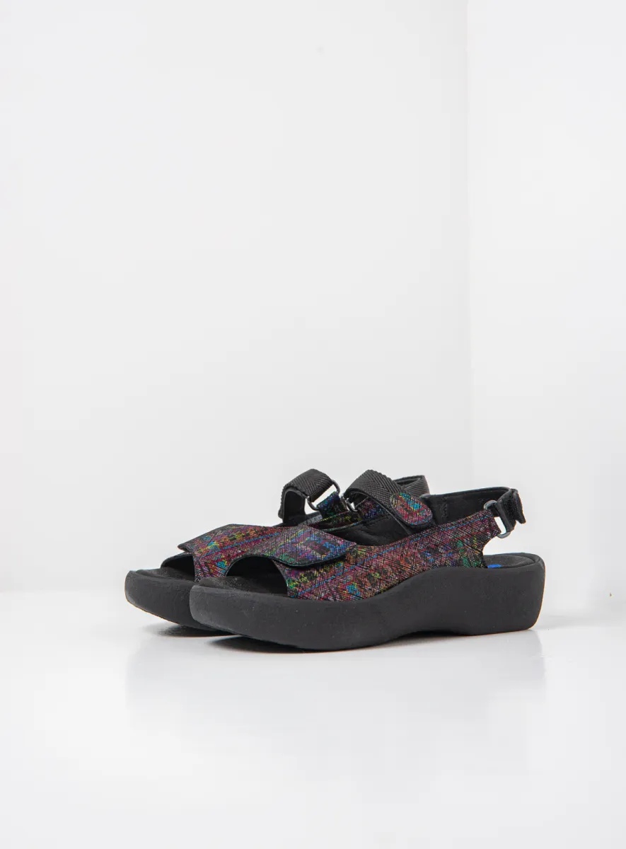 Wolky Jewel - black multi suede Sandals for women
