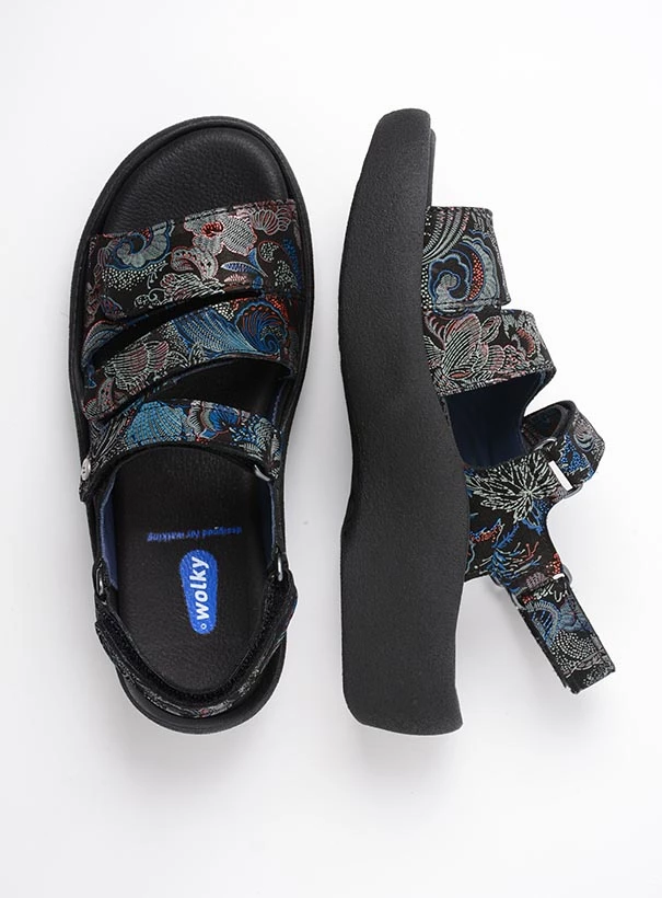 wolky sandals 03223 avalon 68080 black blue suede top