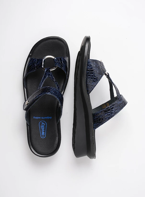 wolky sandals 03307 isa 67800 blue crocolook leather top