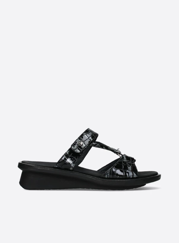 wolky sandals 03307 isa 69210 anthracite croco patent leather