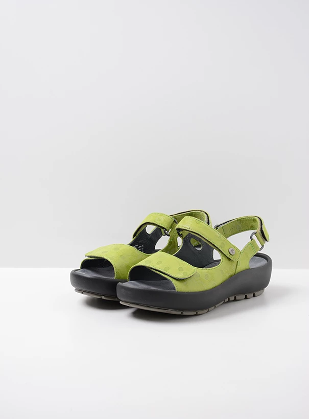 wolky sandals 03333 brasilia 12575 lime leather front
