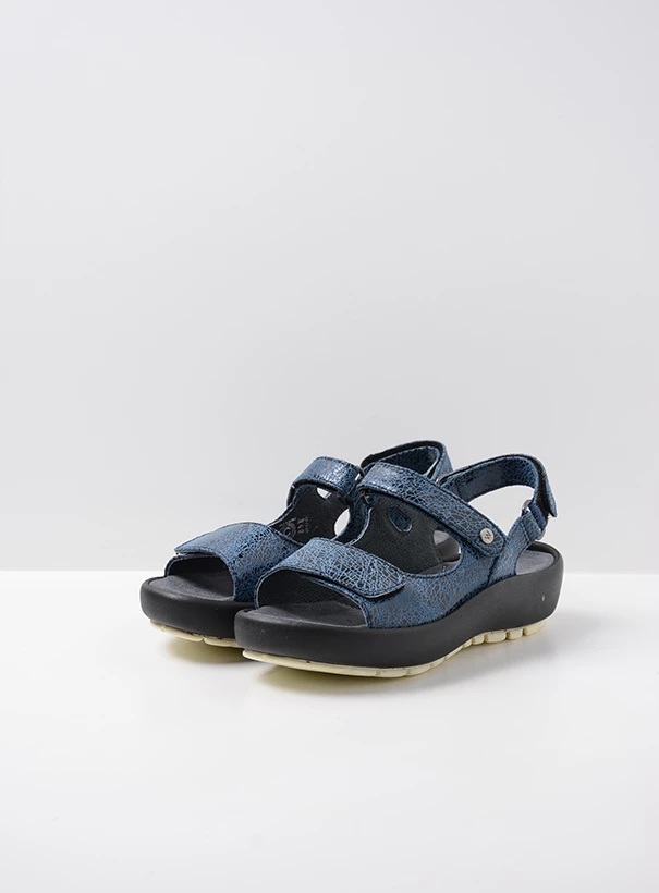 wolky sandals 03333 brasilia 41820 denim blue leather front