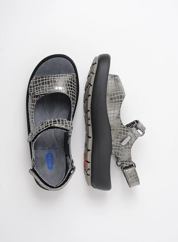 wolky sandals 03333 brasilia 61200 grey croco look leather top