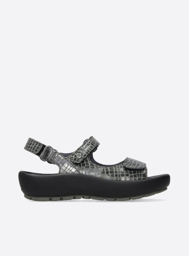 wolky sandals 03333 brasilia 61200 grey croco look leather