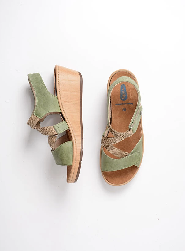 wolky sandals 03550 la jolla 30710 olive green leather top
