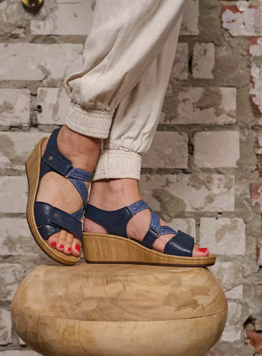 Wolky Sandals 03550 La Jolla 36820 denim effect leather