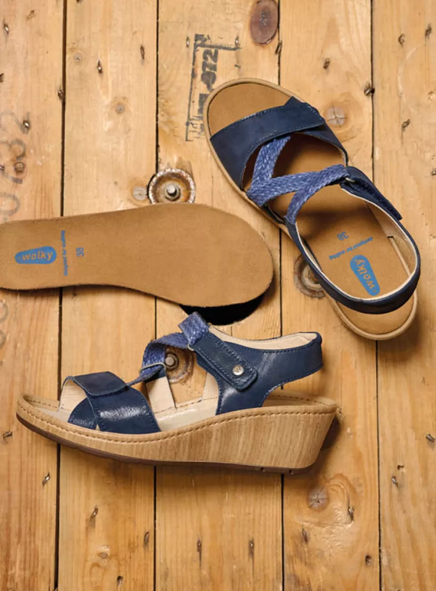 Wolky Sandals 03550 La Jolla 36820 denim effect leather