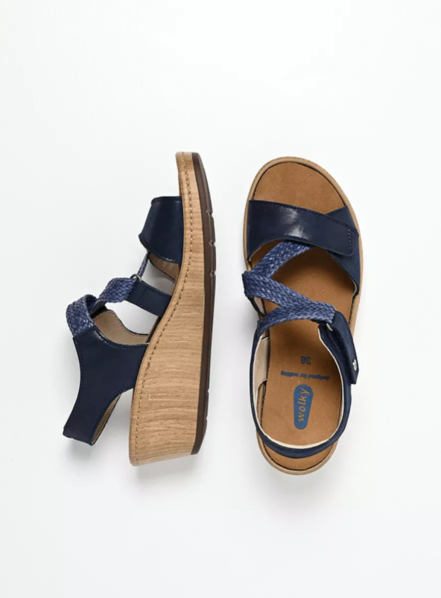 Wolky Sandals 03550 La Jolla 36820 denim effect leather