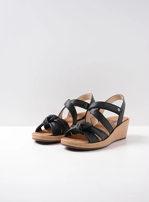 wolky sandals 03551 sisal 30000 black leather front