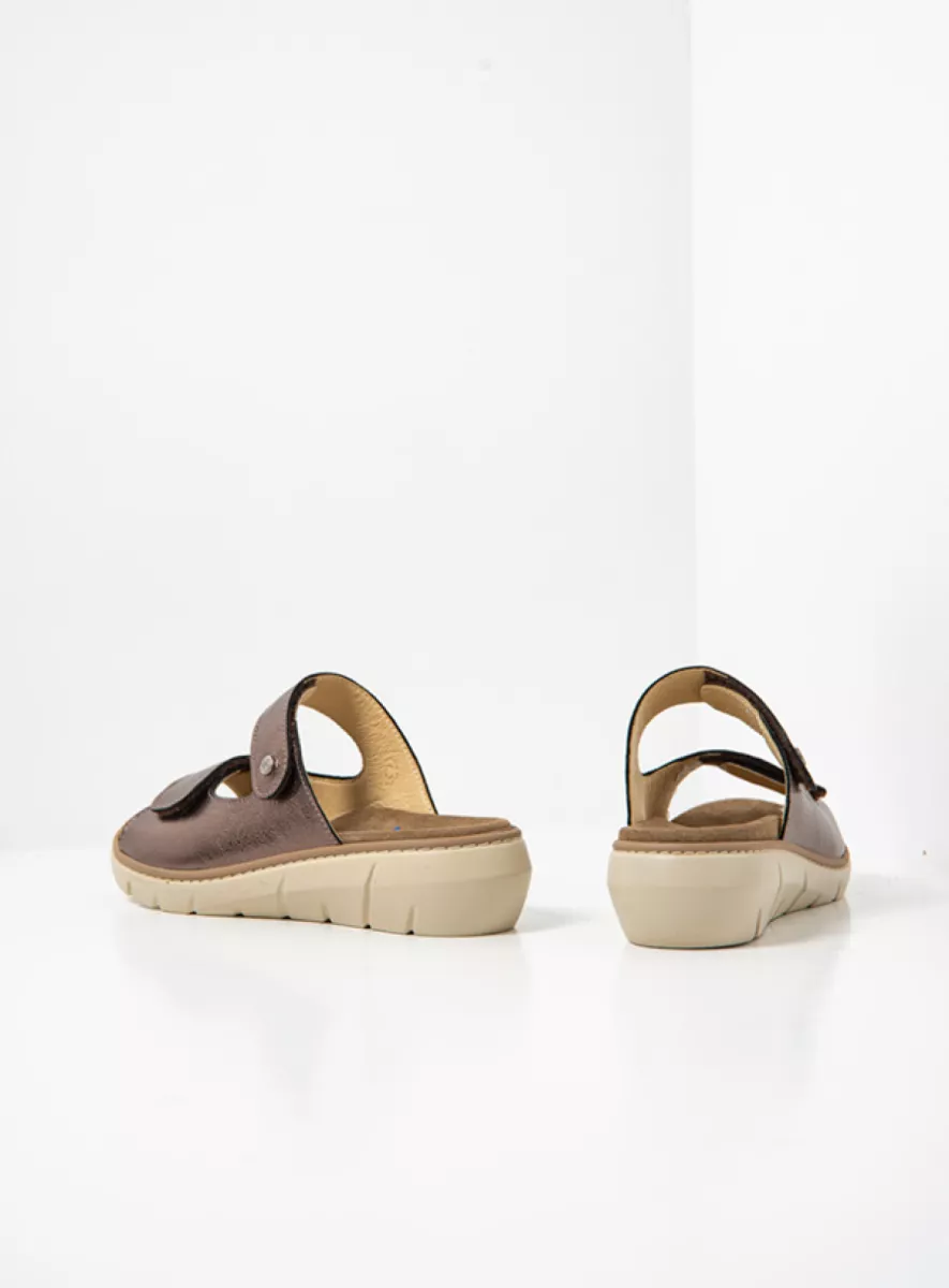 Wolky Sandals 04102 Cyprus 23203 lead metallic leather