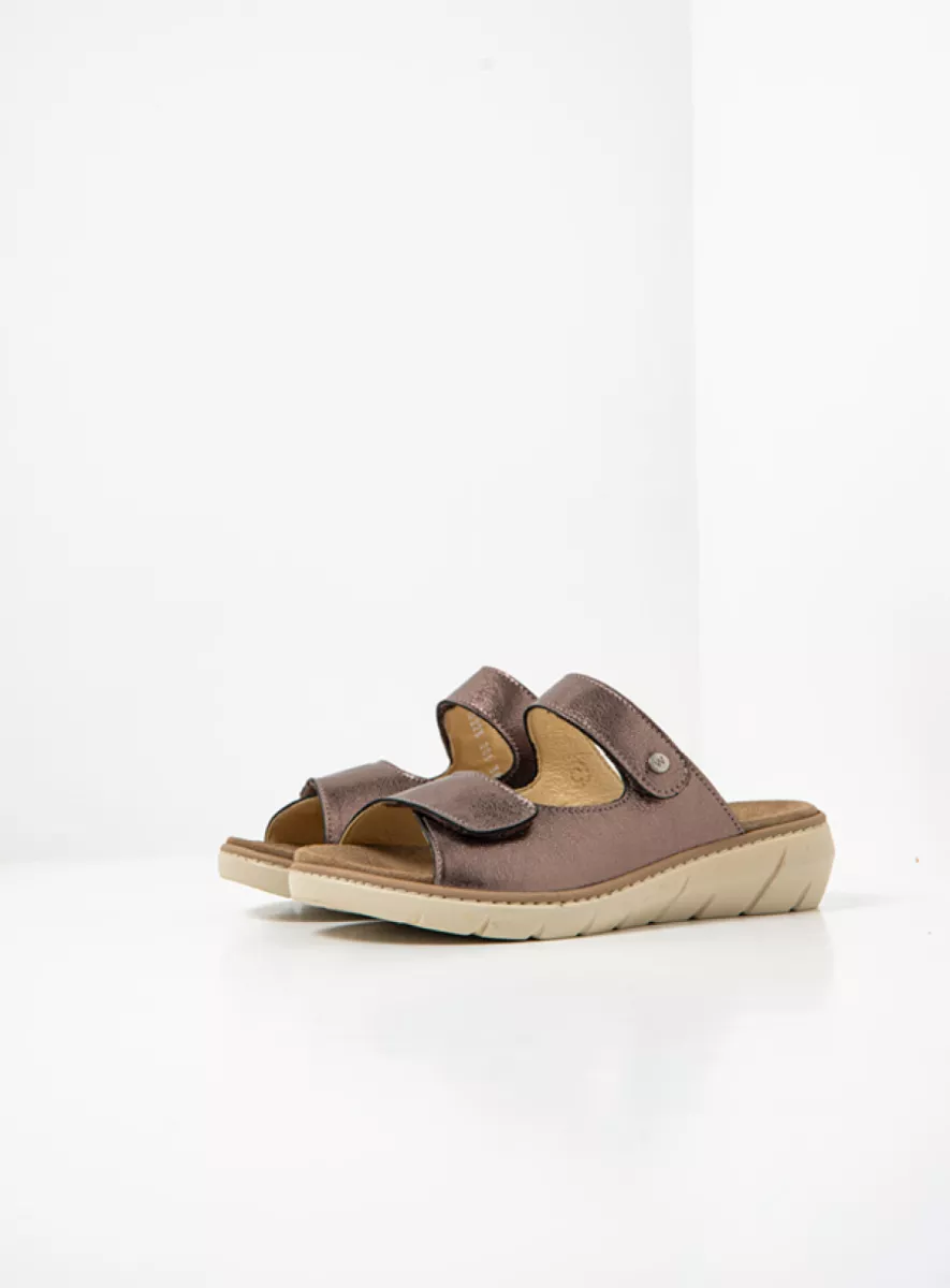 Wolky Sandals 04102 Cyprus 23203 lead metallic leather