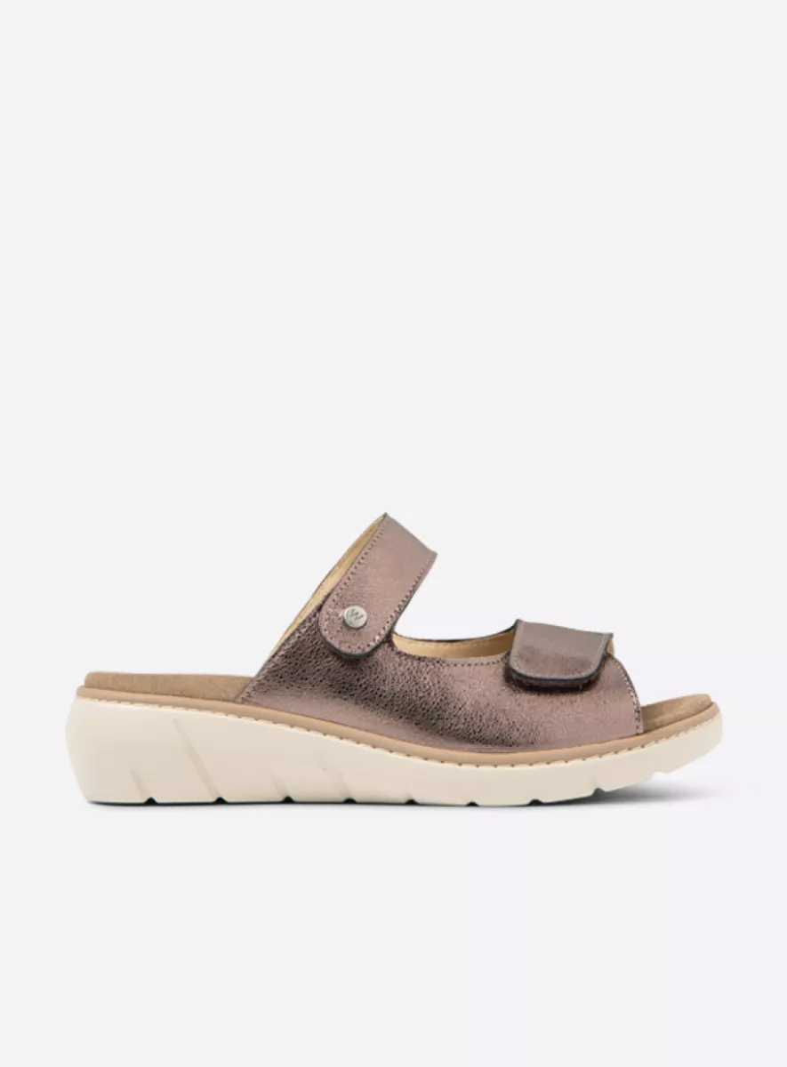 Wolky Sandals 04102 Cyprus 23203 lead metallic leather