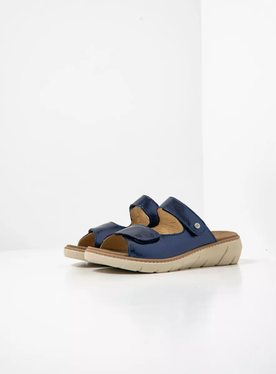 Wolky Sandals 04102 Cyprus 23800 blue metallic leather