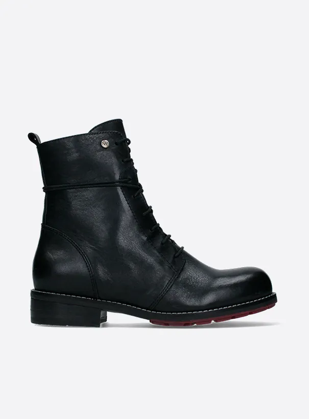 Wolky Murray - black leather Biker boots for women