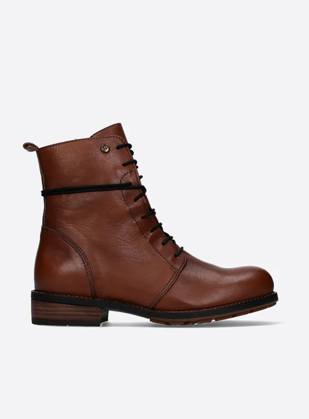 Wolky Murray - cognac leather Biker boots for women