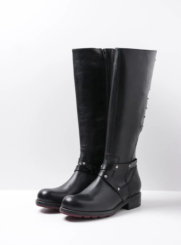 wolky long boots 04433 belmore 20000 black leather front