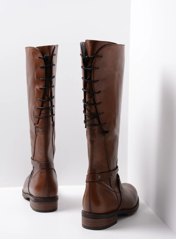 wolky long boots 04433 belmore 20430 cognac leather back