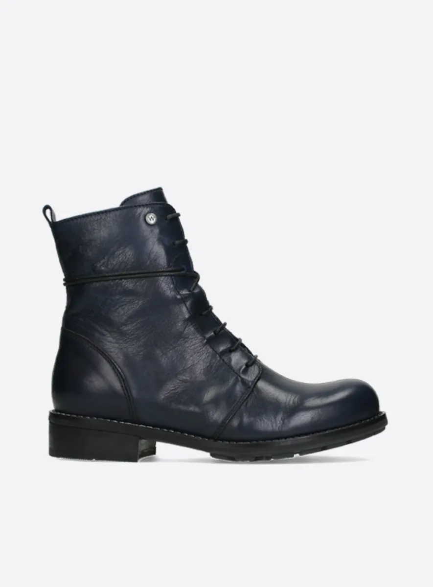Wolky Murray+ - blue leather Biker boots for women