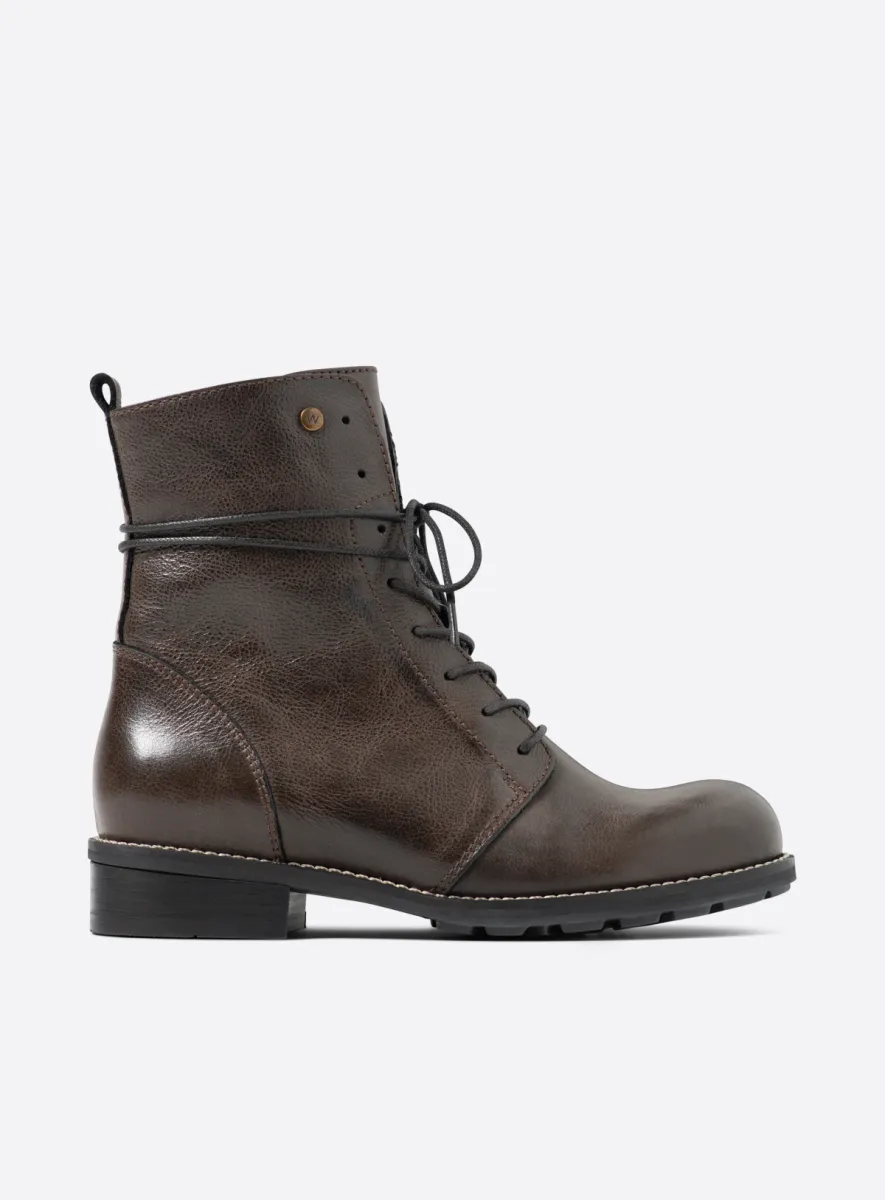 Wolky Murray+ - brown leather Biker boots for women