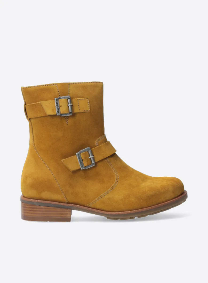 Wolky Devon - ochre oiled suede Biker boots for women