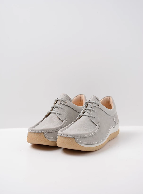 wolky low lace up shoes 04525 celebration 11206 light grey nubuck front