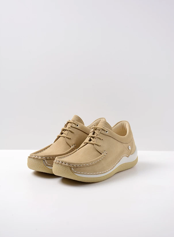 wolky low lace up shoes 04525 celebration 11390 beige nubuck front