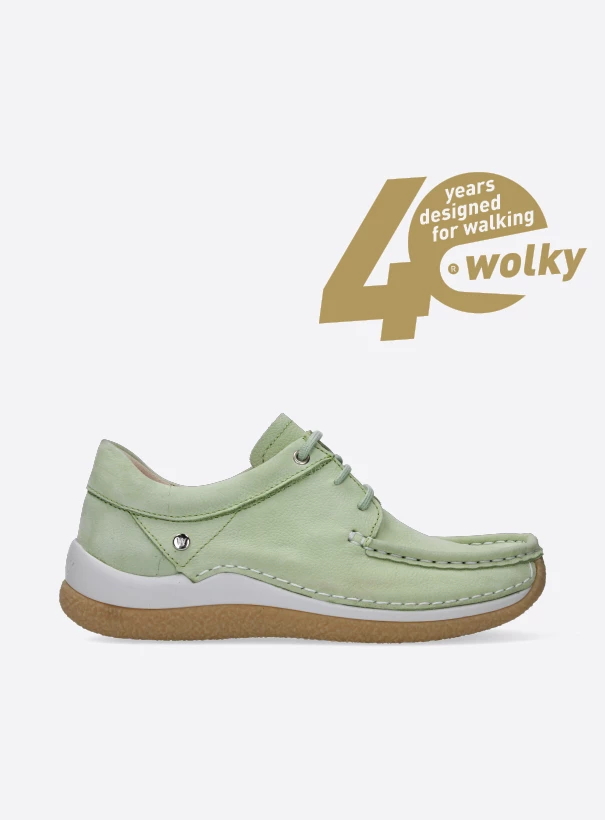 wolky low lace up shoes 04525 celebration 11706 light green nubuck