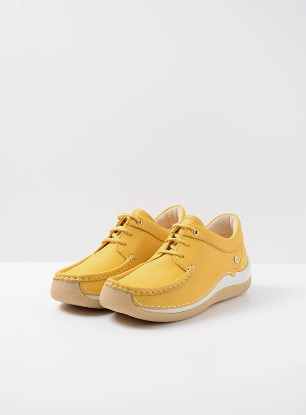 wolky low lace up shoes 04525 celebration 20900 yellow leather front