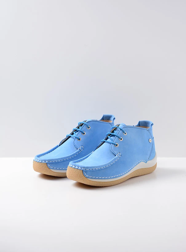 wolky low lace up shoes 04526 rosella 10815 sky blue nubuck front