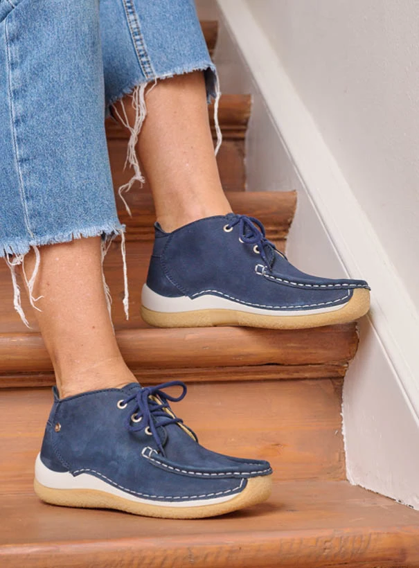 wolky low lace up shoes 04526 rosella 10827 denim nubuck detail