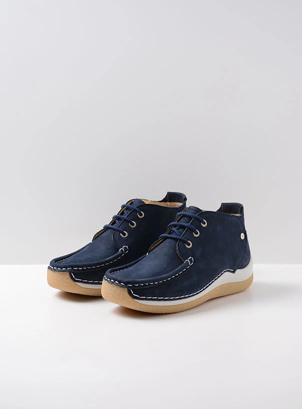 wolky low lace up shoes 04526 rosella 10827 denim nubuck front