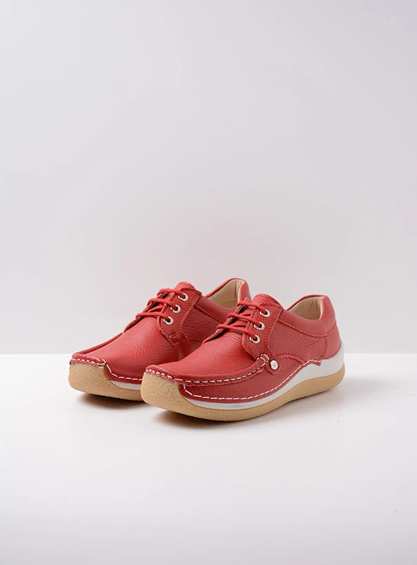 wolky low lace up shoes 04527 taranta 71570 red leather front