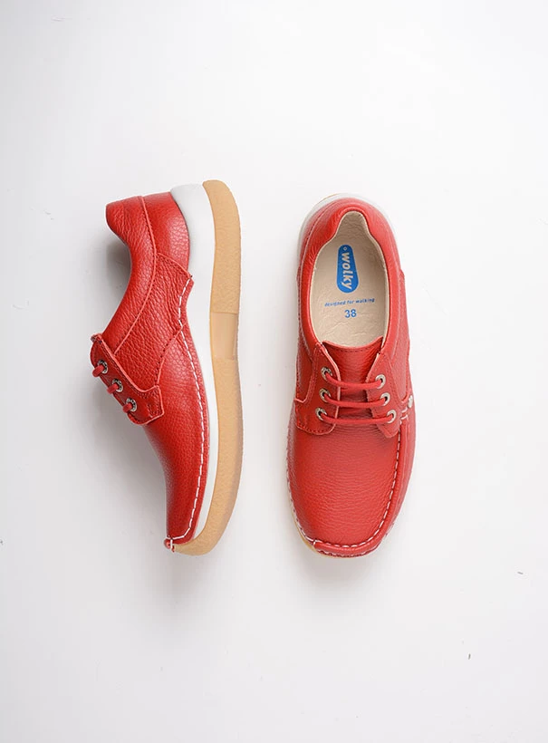 wolky low lace up shoes 04527 taranta 71570 red leather top