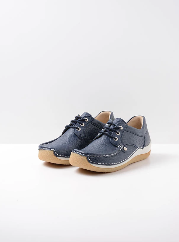 wolky low lace up shoes 04527 taranta 71870 blue leather front