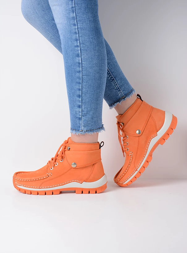 wolky high lace up shoes 04700 jump summer 10557 orange nubuck sfeer