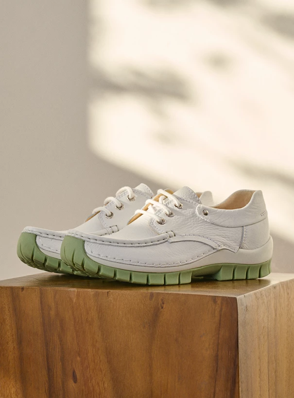 wolky comfort shoes 04701 fly summer 20174 white light green leather detail