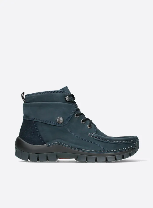 Wolky Jump - blue nubuck Lace up boots for women