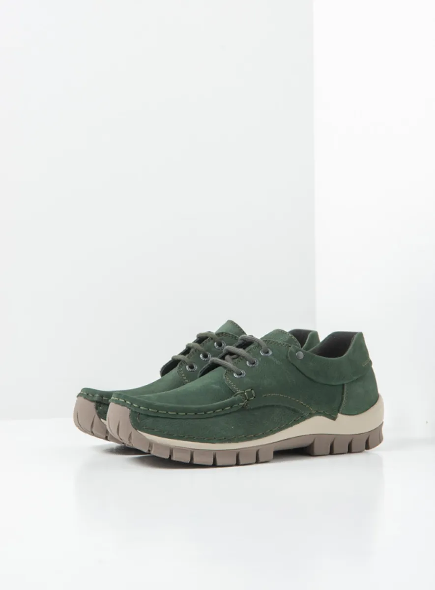 Wolky Fly - green nubuck Arch support shoes for women