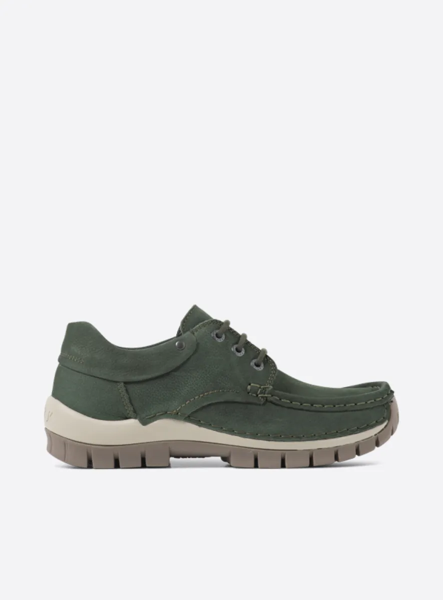 Wolky Fly - green nubuck Arch support shoes for women