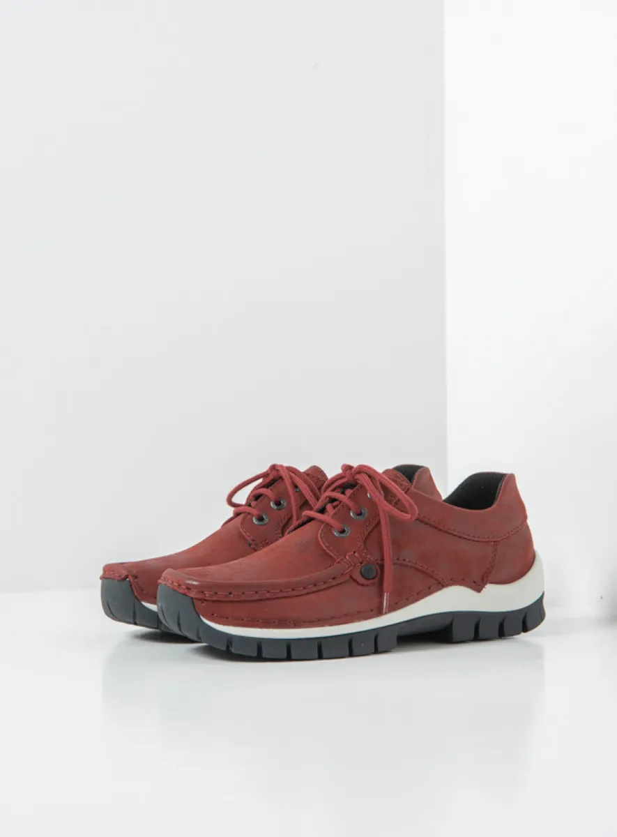 Wolky Seamy Fly - cherry red effect leather Arch support shoes for women