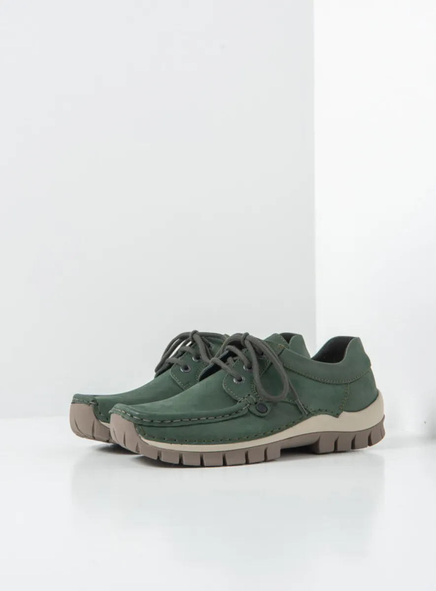Wolky Seamy Fly - green effect leather Arch support shoes for women