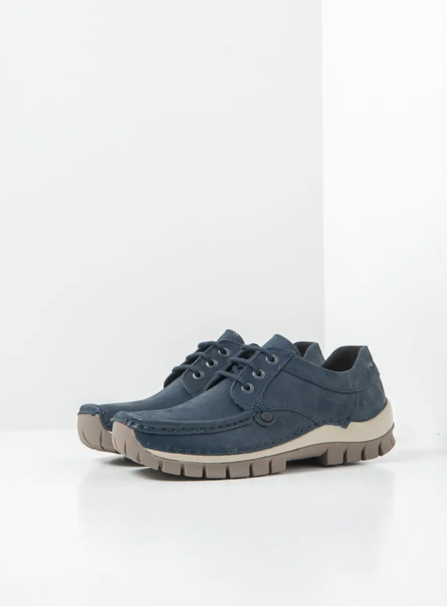 Wolky Seamy Fly - denim effect leather Arch support shoes for women