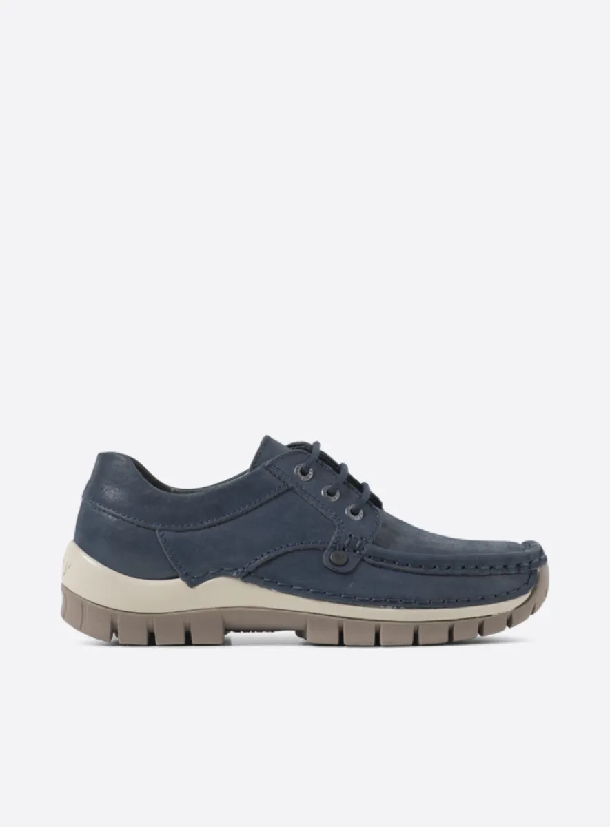 Wolky Seamy Fly - denim effect leather Arch support shoes for women