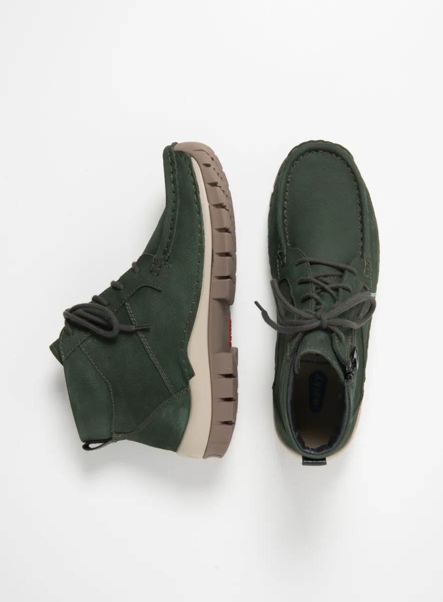 Wolky Boost - green nubuck Lace up boots for women
