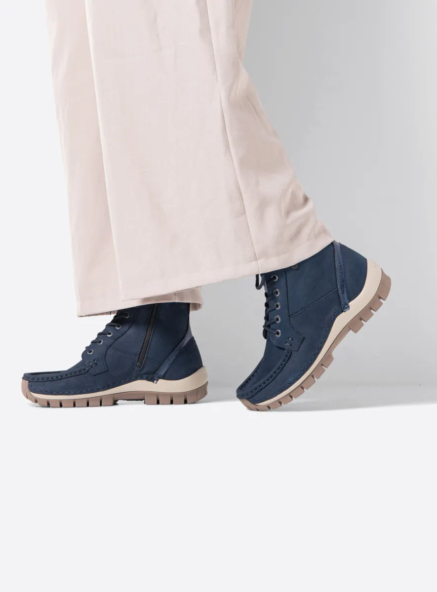Wolky Lace up boots 04741 Vibe 11800 blue nubuck