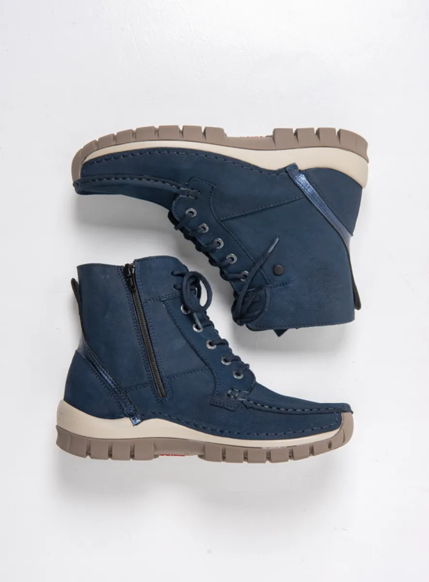 Wolky Lace up boots 04741 Vibe 11800 blue nubuck