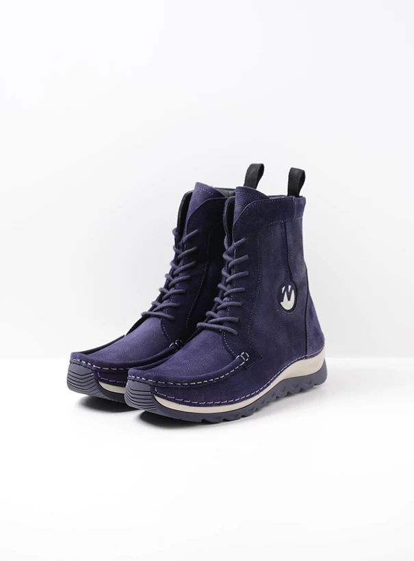 wolky high lace up shoes 04900 ocean 10600 purple nubuck front