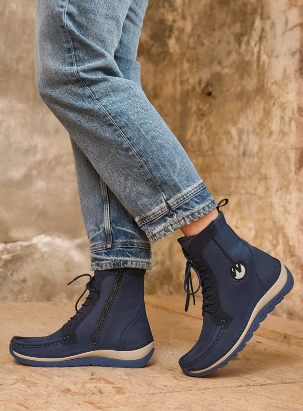 wolky high lace up shoes 04900 ocean 10820 denim nubuck sfeer